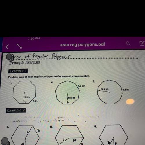 Find the area of each regular polygon to the nearest whole number