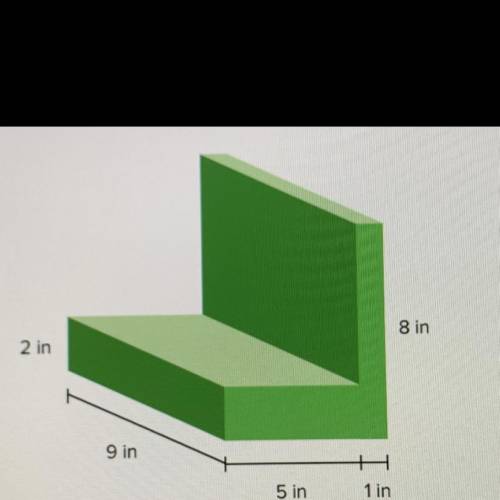 The figure below is made of 2 rectangular prisms.

What is the volume of this figure?
8 in
2 in
9