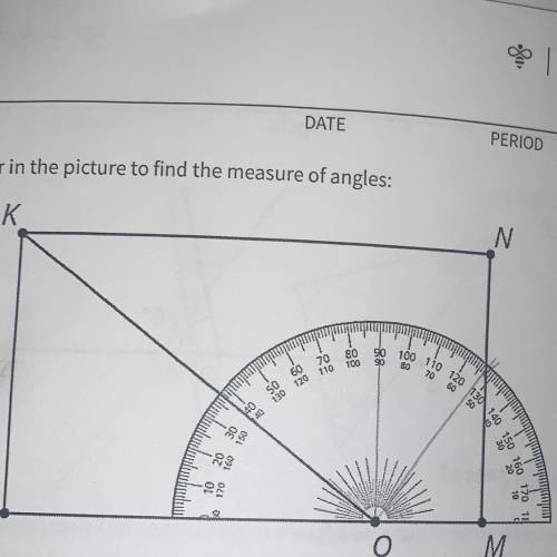 Explain how to find the measure of angle KOM without repositioning the
protractor.