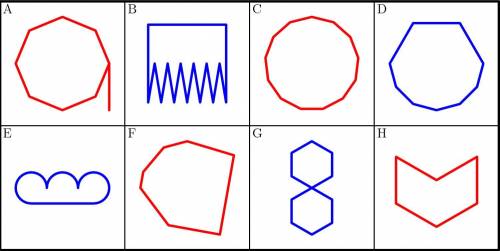 Eight figures are below. Which ones are convex polygons?

Type your answer as a list, separated by