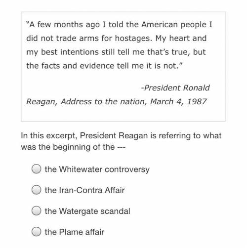 In this excerpt, President Reagan is referring to what was the beginning of the?