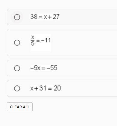 Which equation has the solution of X equals negative 11?