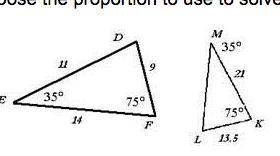 Choose the proportion to use to solve side LM.