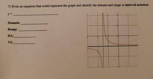 7) Write an equation that could represent the graph and identify the domain and range in interval n