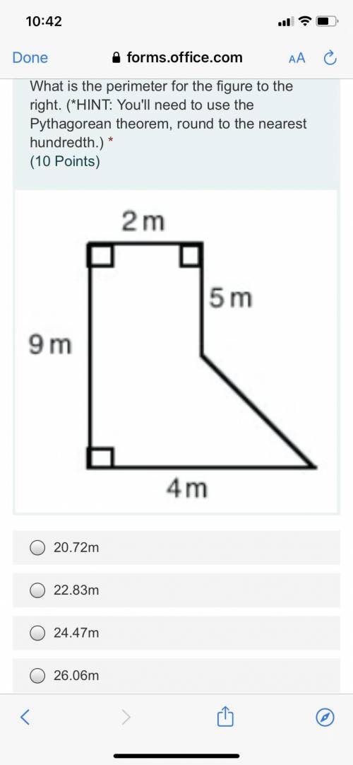 What is the perimeter to the figure on the right