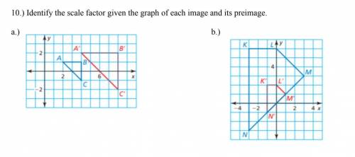 Identify the scale factor given the graph of each image and its preimage.