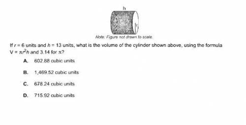 Find the volume of the cylinder using the given formula