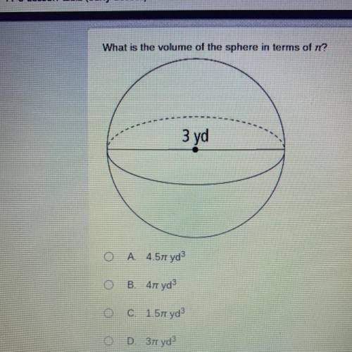 What is the volume of the sphere in terms on pie? 
(Answer only with correct answers no links)