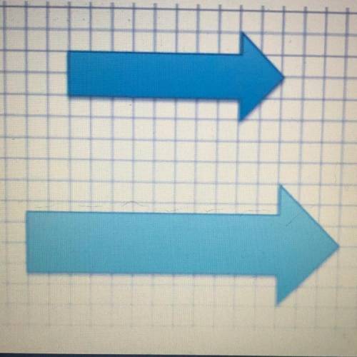 The larger arrow is a scale drawing of the smaller arrow. The distance around the smaller arrow is