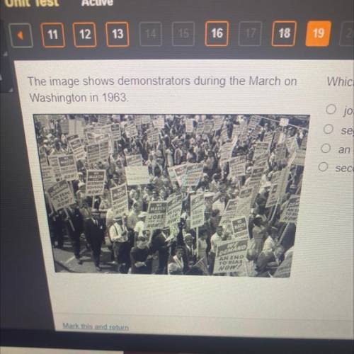 Which of the following was a demand of the marchers?

O jobs for women
O segregated schools
an end
