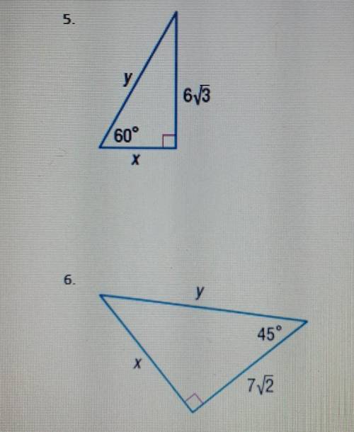 Solve for the unknown(s) in the special right triangle.​