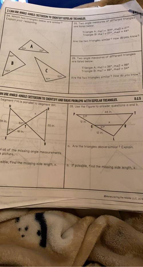 Which two triangles are similar?