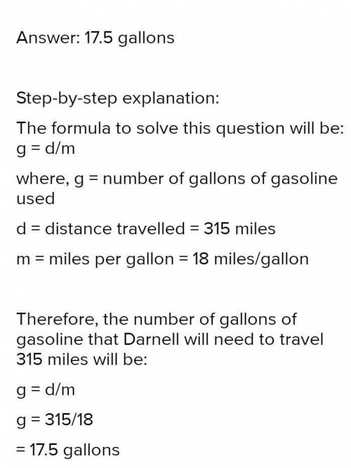 The cost of 8 gallons of gasoline can be modeled by C(g) = 2.25g. The amount of gasoline used

by a