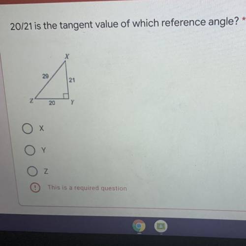 20/22 is the tangent value of which reference angle