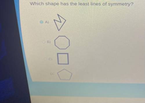 Which shape has the least lines of symmetry?