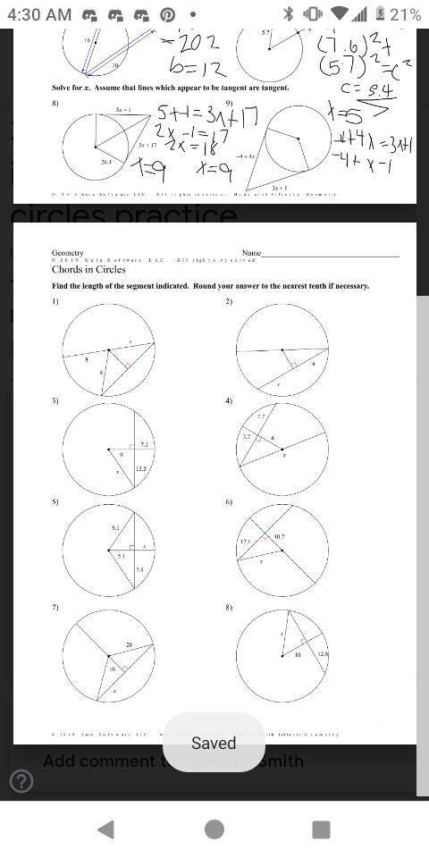 Find the length of the segment indicated , round your answer to the nearest 10th if necessary PLEAS