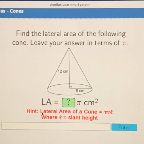 Giving brainliest

Find the lateral area of the following
cone. Leave your answer in terms of a.
1