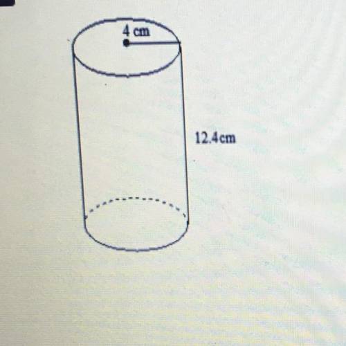 Find the surface area of the cylinder to the nearest tenth of a square unit,
4 cm
12.4 cm