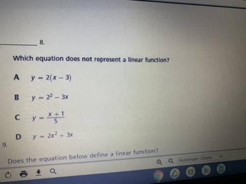 Which equation does not represent a linear function￼