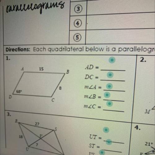 Each quadrilateral below is a parallelogram . find the missing measures .