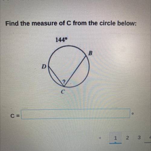 Find the measure of C from the circle below: