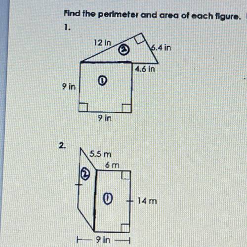 PLS HELP. DUE SOON. Find the perimeter and area of each figure. Use 3.14 for pi when necessary.