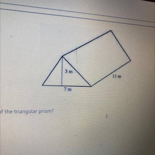 Ilm

7m
What is the volume of the triangular prism?
)
A)
52.75 m2
)
119.5 m
231.0 m
D)
462,0 m