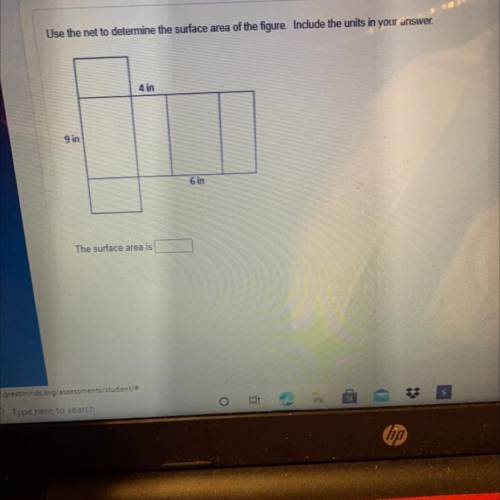 Use the net to determine the surface area of the figure. Include the units in your answer.

4 in
9