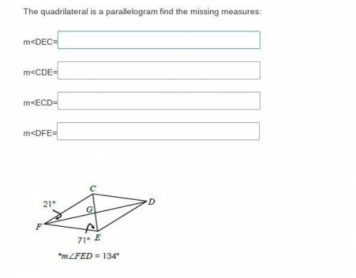 The quadrilateral is a parallelogram find the missing measures: