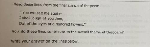 Please help

Read these lines of the final stanza of the poem.
How do these lines contribute t