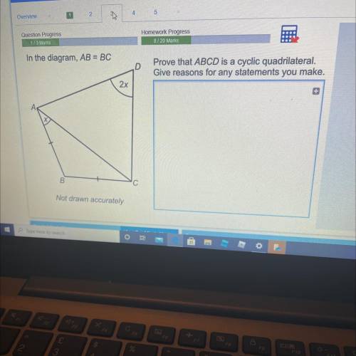 In the diagram, AB=BC. Prove that ABCD is a cyclic quadrilateral. Give reasons for any statements y