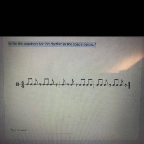 Write the numbers for the rhythm in the space below