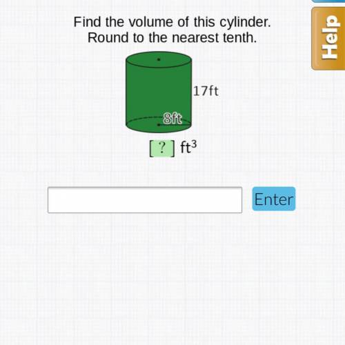 Find the volume of this cylinder. round to the nearest tenth