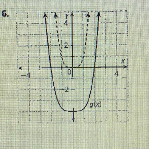 The graph of g(x) is the graph of f(x)=x^4 after a series of transformations. write the equation of
