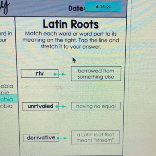 Latin Roots

Match each word or word part to its
meaning on the right. HELP PLEASE I HAVE TO GET A