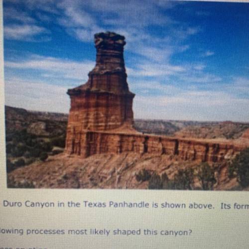 A picture of Pali duro canyon in the Texas panhandle is shown above. It's formation occurred over a