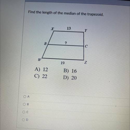 Find the length of the median of the trapezoid