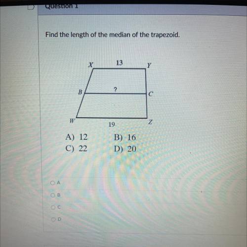 Find the length of the median of the trapezoid, will mark brainlist if correct