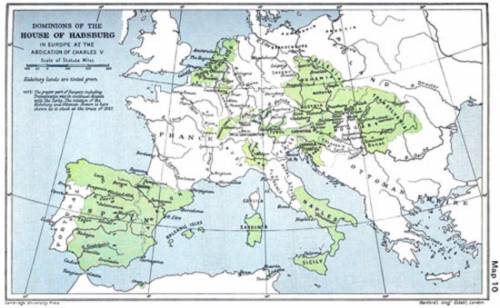 Public Domain

What does this map show about the boundaries of empires in the 16th century? 
1) Em