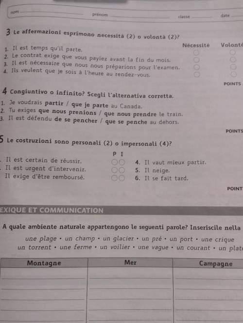 Help me with these French exercises plz, I'm having a test​