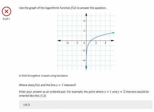 Please only answer if you can help!! Where does f(x) and the line y= 1 intersect?