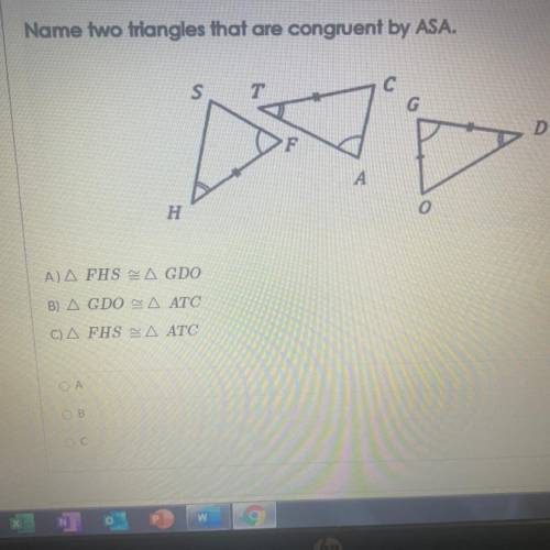 Name two triangles that are congruent by ASA.