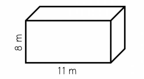What is the missing width of the object below, if the volume is 352 cubic meters?