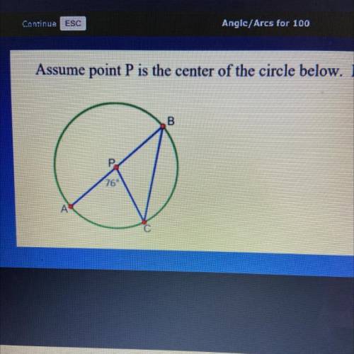 Assume point p is the center of the circle below. determine m