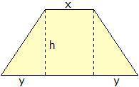 If x = 3 units, y = 4 units, and h = 6 units, find the area of the trapezoid shown above using deco