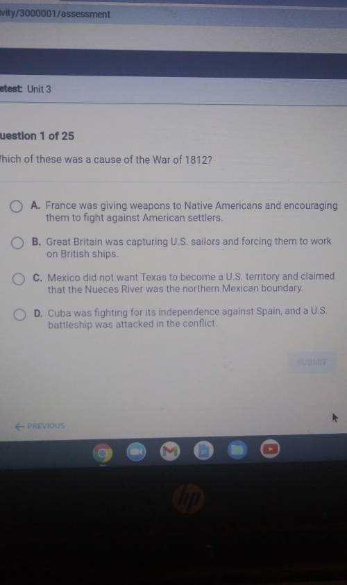 Which of these was a cause of the war of 1812?​