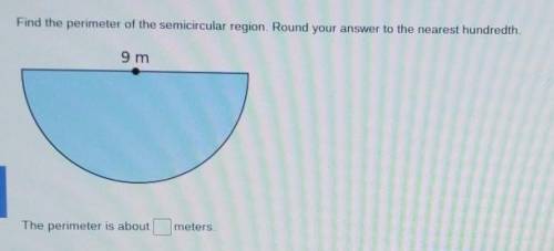 Find the perimeter of the semicircular region. Round your answer to the nearest hundredth. 9 m The