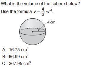 Please help!! What is the volume of the sphere below?