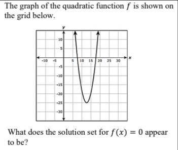 The graph of the quadratics function f is shown on the grid below.

What does the solution set for