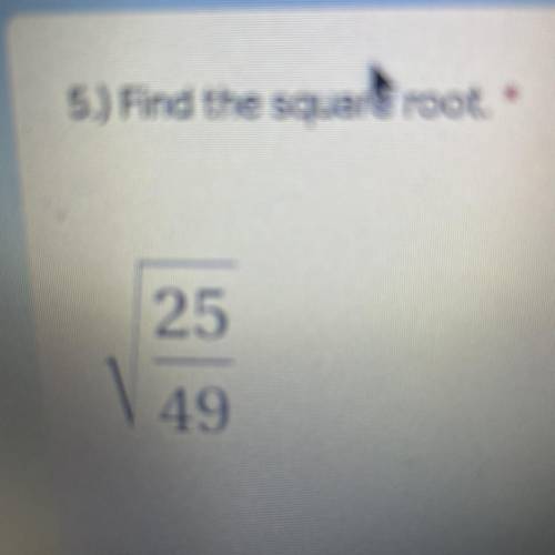 5.) Find the square root. *
25
49
Need help plz?